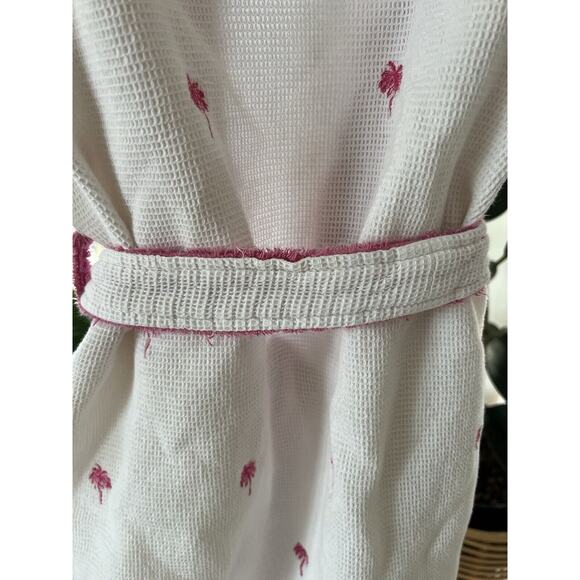 Lilly Pulitzer Bathrobe Womens Small White Pink Palm Trees Girl Cutesy - Picture 9 of 10
